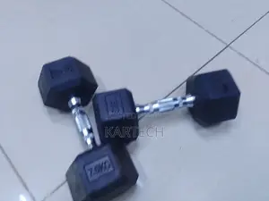 Hexagonal Dumbbells 7.5 Kg Pair Encased With Virgin Rubber