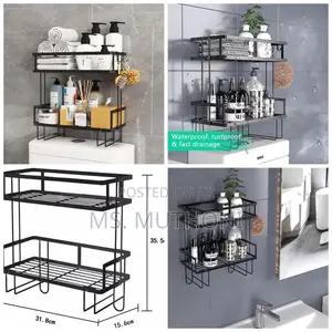 Double Layer Bathroom/ Toilet Racks With Tissue Holder*