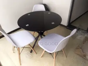 Top Glass Table Top Glass Table Top Glass and 3 Eames Chair