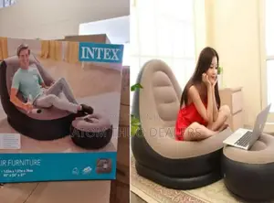 Inflatable Seat With Foot Rest and a Pump