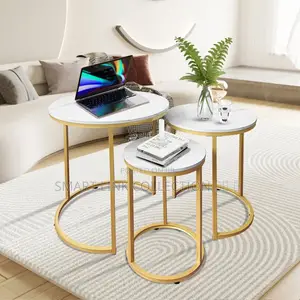 !! *Dfb 9 Glass Top Nesting Coffee Table Set(3pcs)*