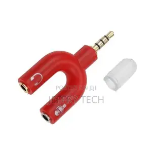 3.5mm Earphone Microphone Audio Splitter U Shape 1 to 2-Red