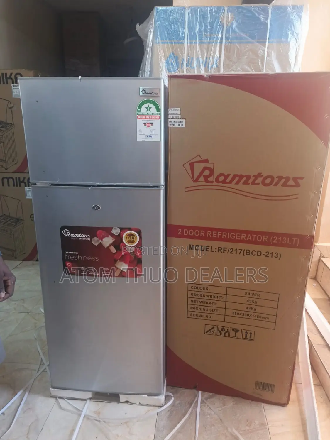 Ramtons RF/217- 2 Door Direct Cool Fridge - 213ltrs