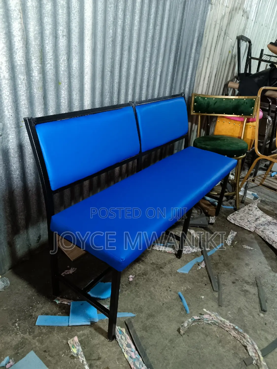 Waiting Bench, Blue 3 Seater