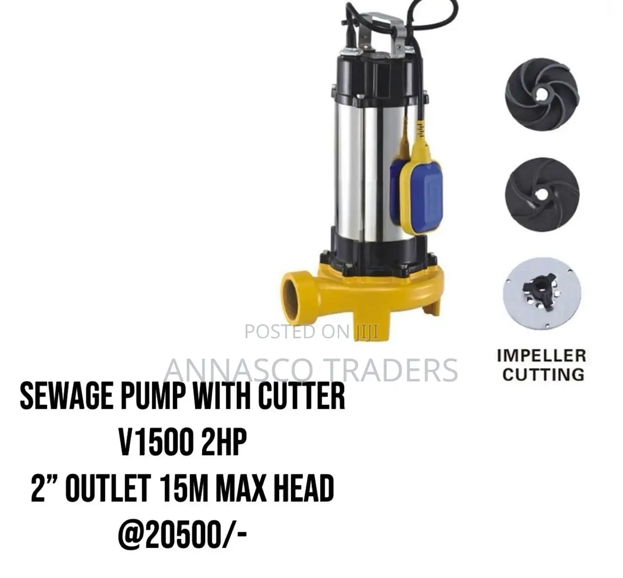 Sewage Pump With Cutter 2hp V1500