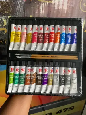 24pcs Professional Acrylic Paint With 3 Brushes