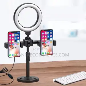 Table Top Tripod, Ring Light and 2 Phone Holders Video Kit