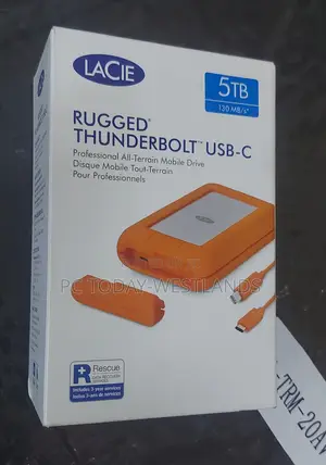 5TB Lacie Rugged Thunderbolt USB-C Portable Hard Drive