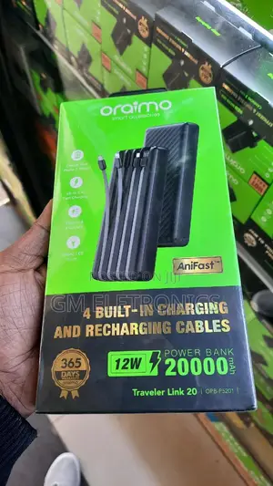 New Oraimo 20000mah 12W Power Bank With Built-in Cables
