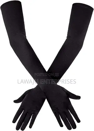 Black Satin Opera Gloves