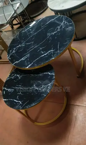 Marble Nesting Coffee Table(Glass Effect)Black Coffee Table