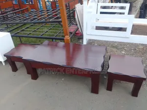 Morden Wooden/ Mahogany Coffee Table With Two Stools