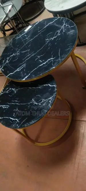 Marble Nesting Coffee Table (Glass Effect)Black