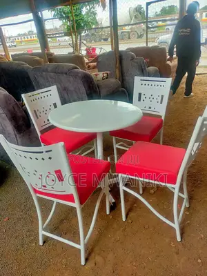 Powder Coated Restaurant Set, Red and White