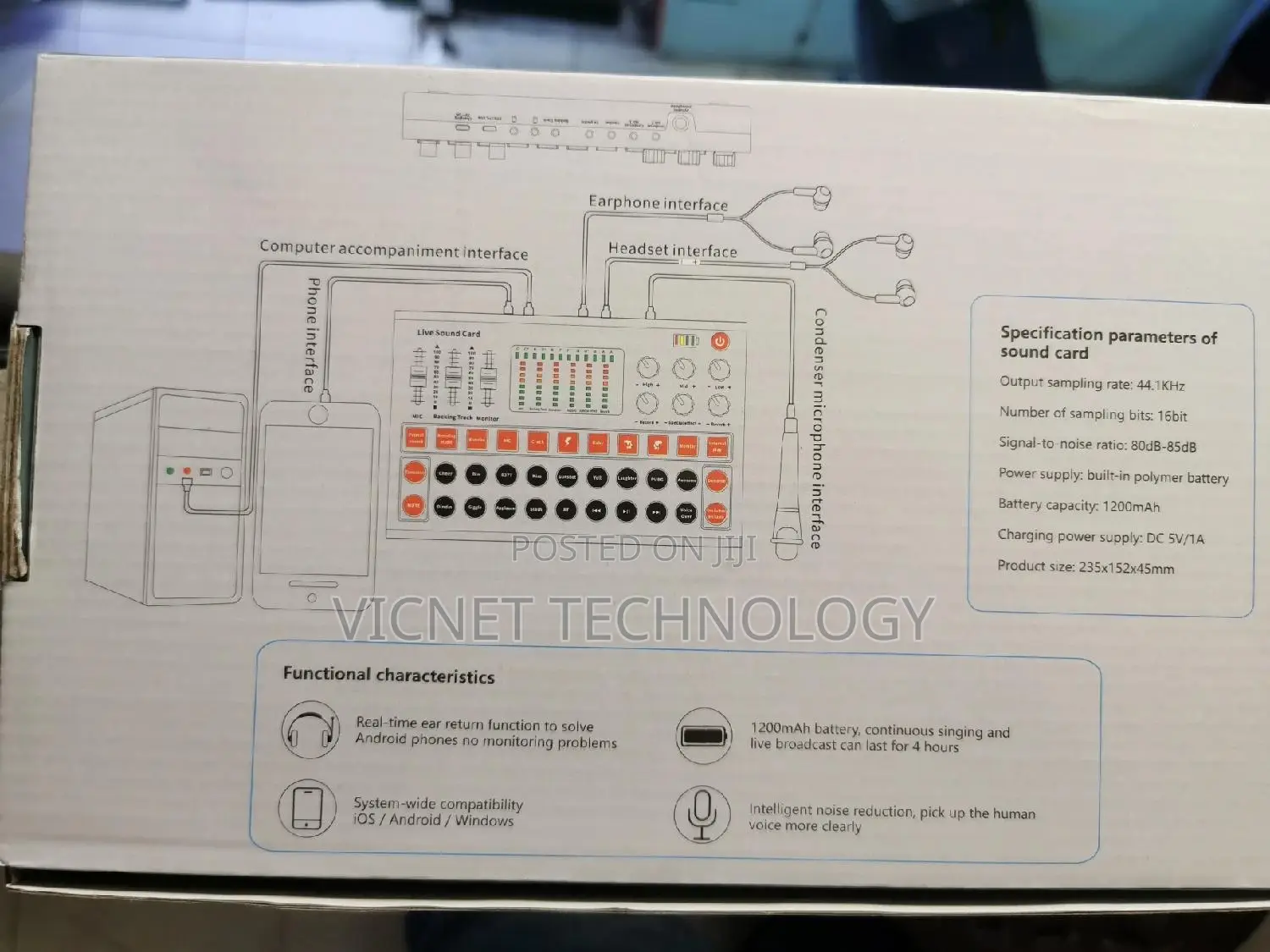 3 Microphone Inputs Professional Live Sound Card