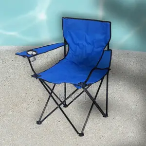 Blue Foldable Camping Chair With Armrest