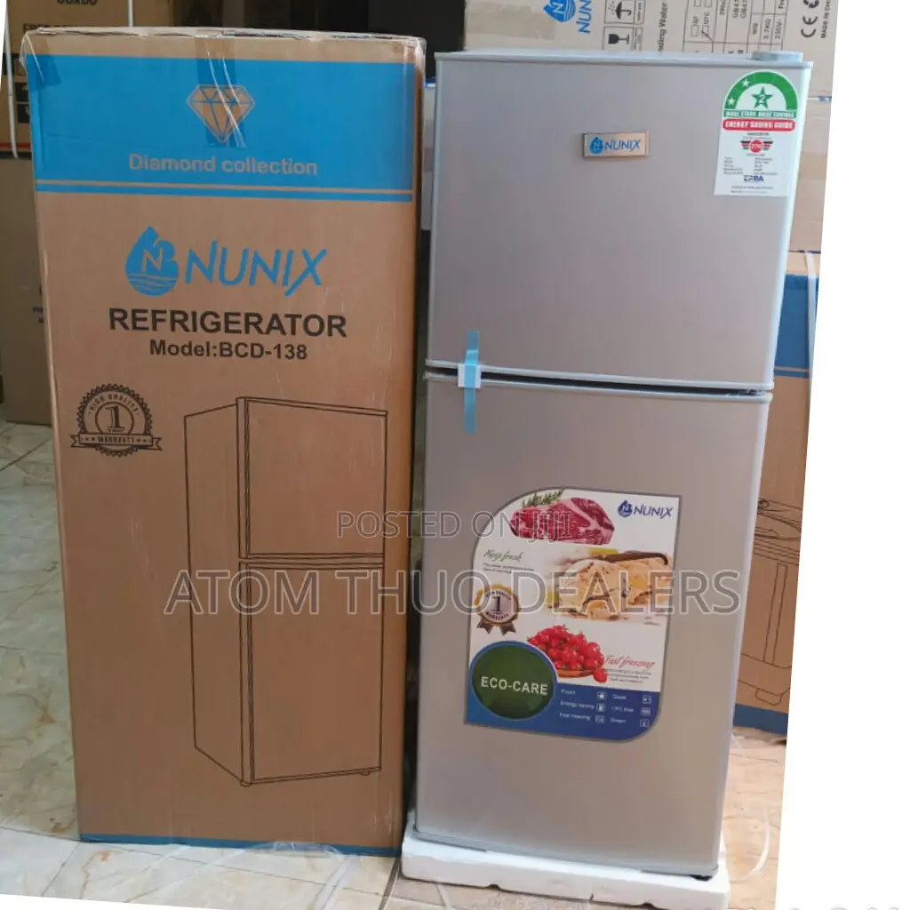 Silver Nunix 138 Litres 2 Door Fridge BCD-138