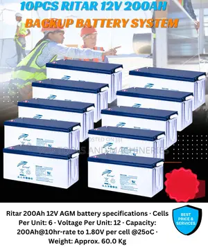 Best Price Offer 10pcs Ritar 12v 200ah Backup Battery System