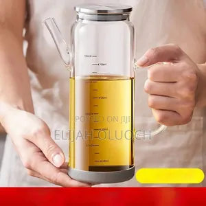Glass Oil/Vinegar Dispenser/Jar With Bamboo Lid