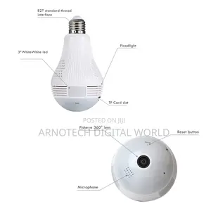 Panoramic 1080P 360 Degree Night Vision , Wifi Light Bulb Ca