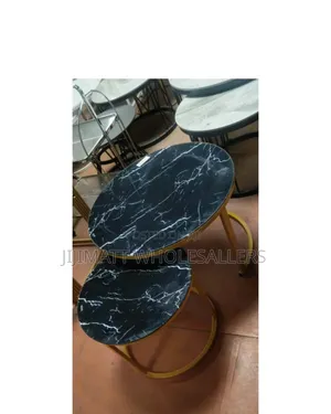 Marble Nesting Coffee Table (Glass Effect)Black