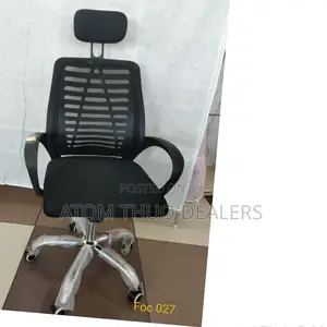 Black Secretarial Mesh Office Chair With Headrest 