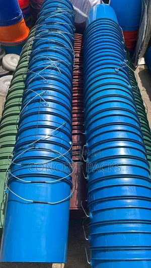 20 Litres Dull Coloured Buckets With Metallic Handles.