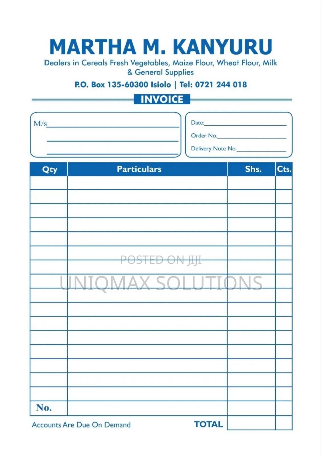 Invoice- D Note - Receipts