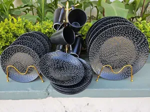 24pc Black Leaf Dinner Set*