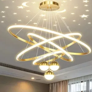Modern Multiple Golden Ring Light Chandelier