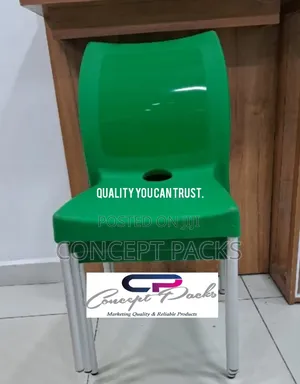 Safaricom Green Armless Plastic Chair With Metallic Legs