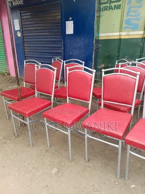 Restaurant Chairs, Red and Silver