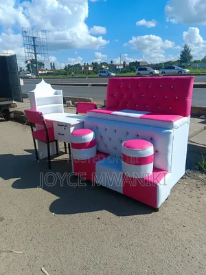 Manicure Set and Pedicure Seat 2 Seater, Pink and White 