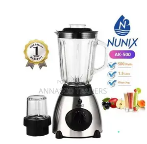 AK-500 Powerful 2 in 1 Blender With Glass Jar - 1.5L