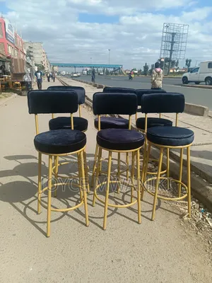 Counter Stools, Black Velvet and Gold 