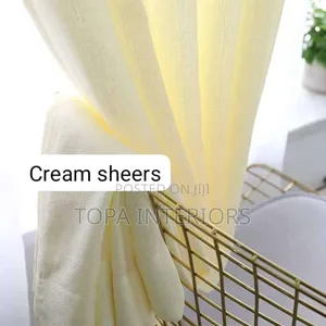 Cream Sheer Curtains for Classic Living Room Window Sheers