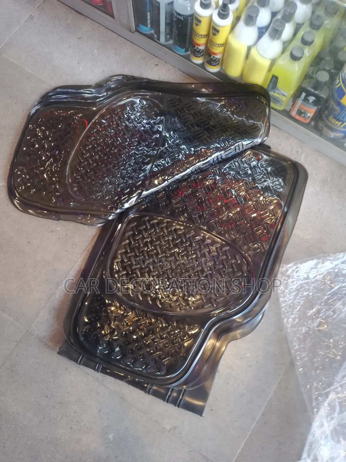 3pc Clear Black Plastic Mats