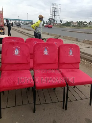 Church Chairs, Hot Red Velvet With Logo 