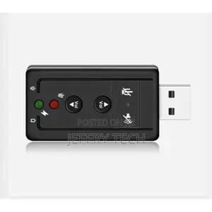 USB Sound Card Adapter 3D 7.1 Audio Microphone for PC - Blac