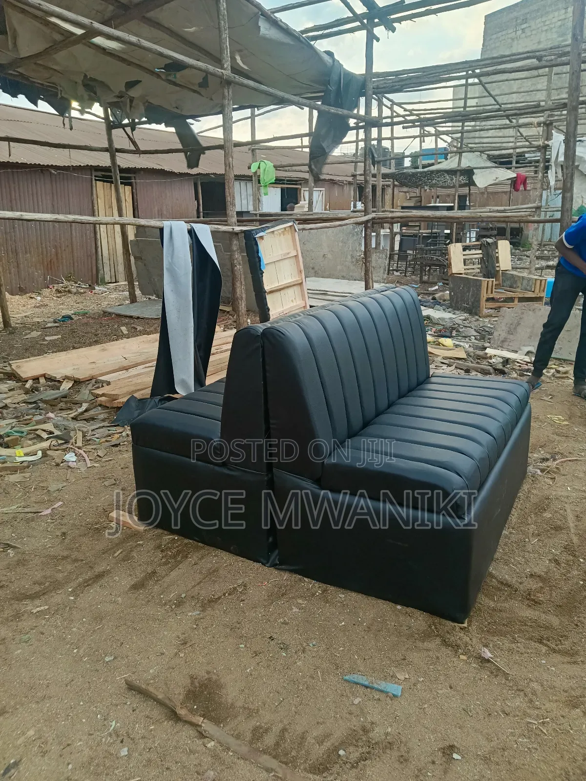 Back to Back Restaurant Couch, Latest Design, Black 