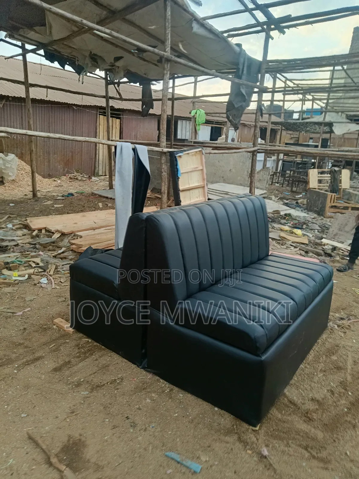 Back to Back Restaurant Couch, Latest Design, Black 
