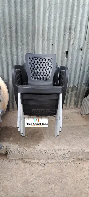 Black Plastic Chair With Metal Legs