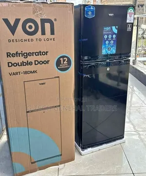 Von Dark Silver 138l Double Door Refrigerator