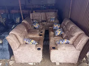 Semi Recliner Sofa, 7 Seater Baige 