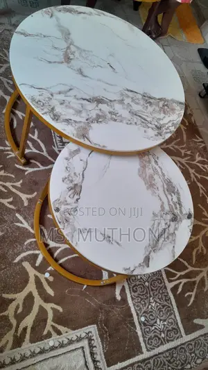 PURE MARBLE Nesting Table With *Golden Stands
