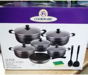 Tc 14 Pieces Non-Stick Black Coated Cooking Pot/Sufuria