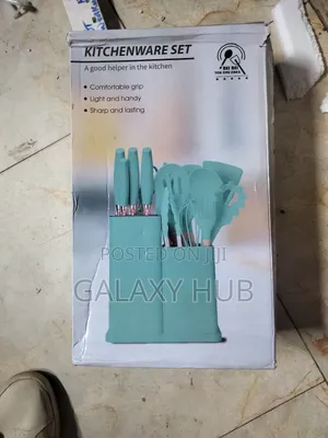 19pcs Grey Silicone Spoon With Knives