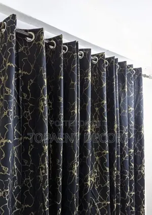 Black Gold Themed Window and Door Curtains
