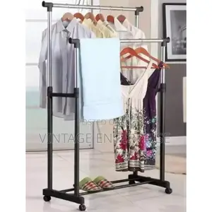 Double Pole Stainless Steel Coat Hanger (Floor Coat Rack )•√