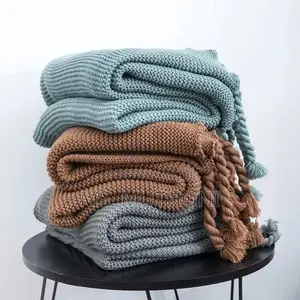 Supper Soft Knitted Throw Blankets With Tassels